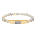 Engravable Natural Stone Bead Bracelet — Stretch Bar Personalized Bracelet