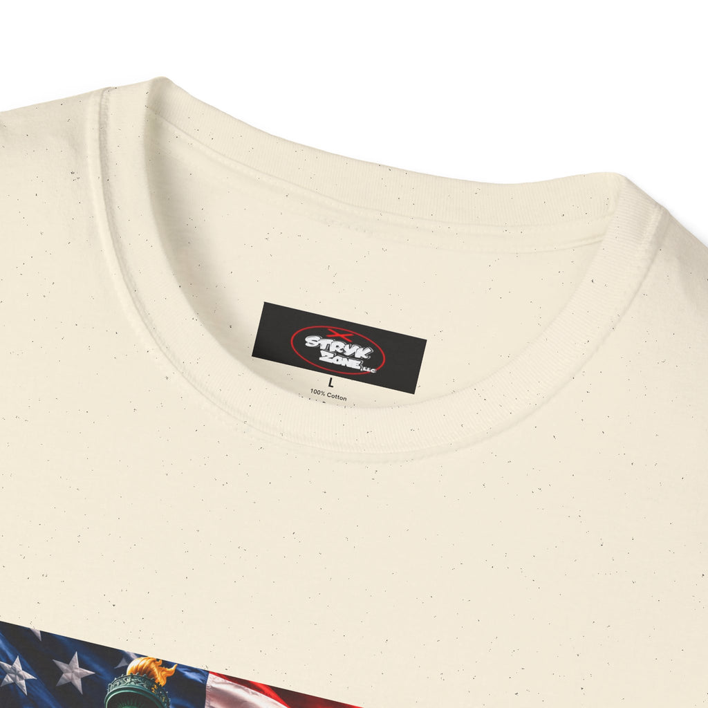 Patriotic USA Montage T-Shirt – Eagle, Statue of Liberty & American Flag Design