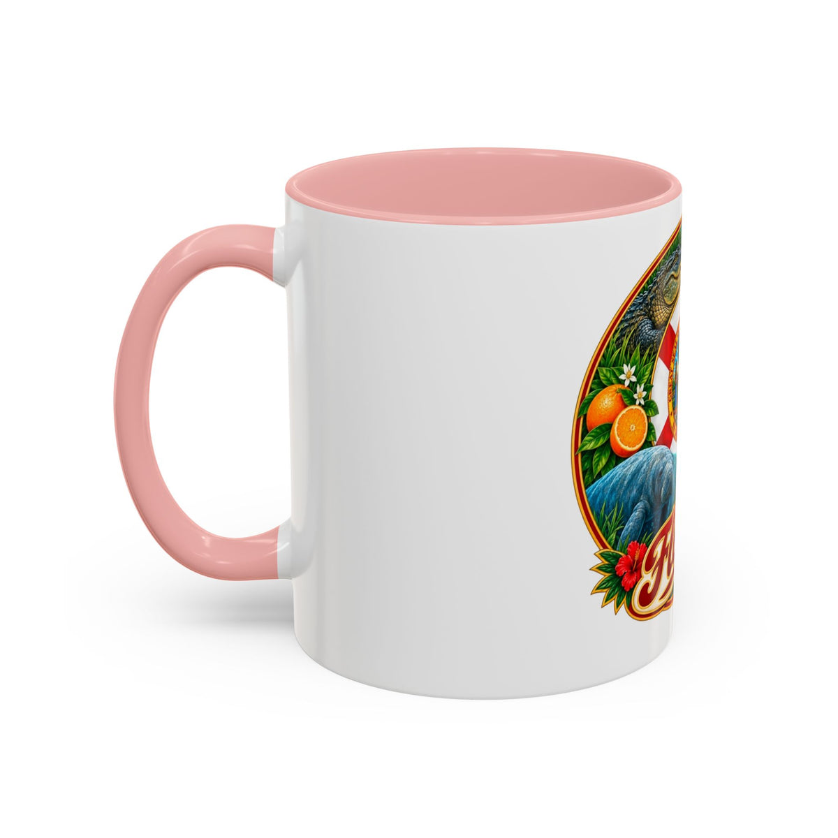 Florida Vintage Travel Coffee Mug — Flamingo, Alligator & State Seal Accent Mug