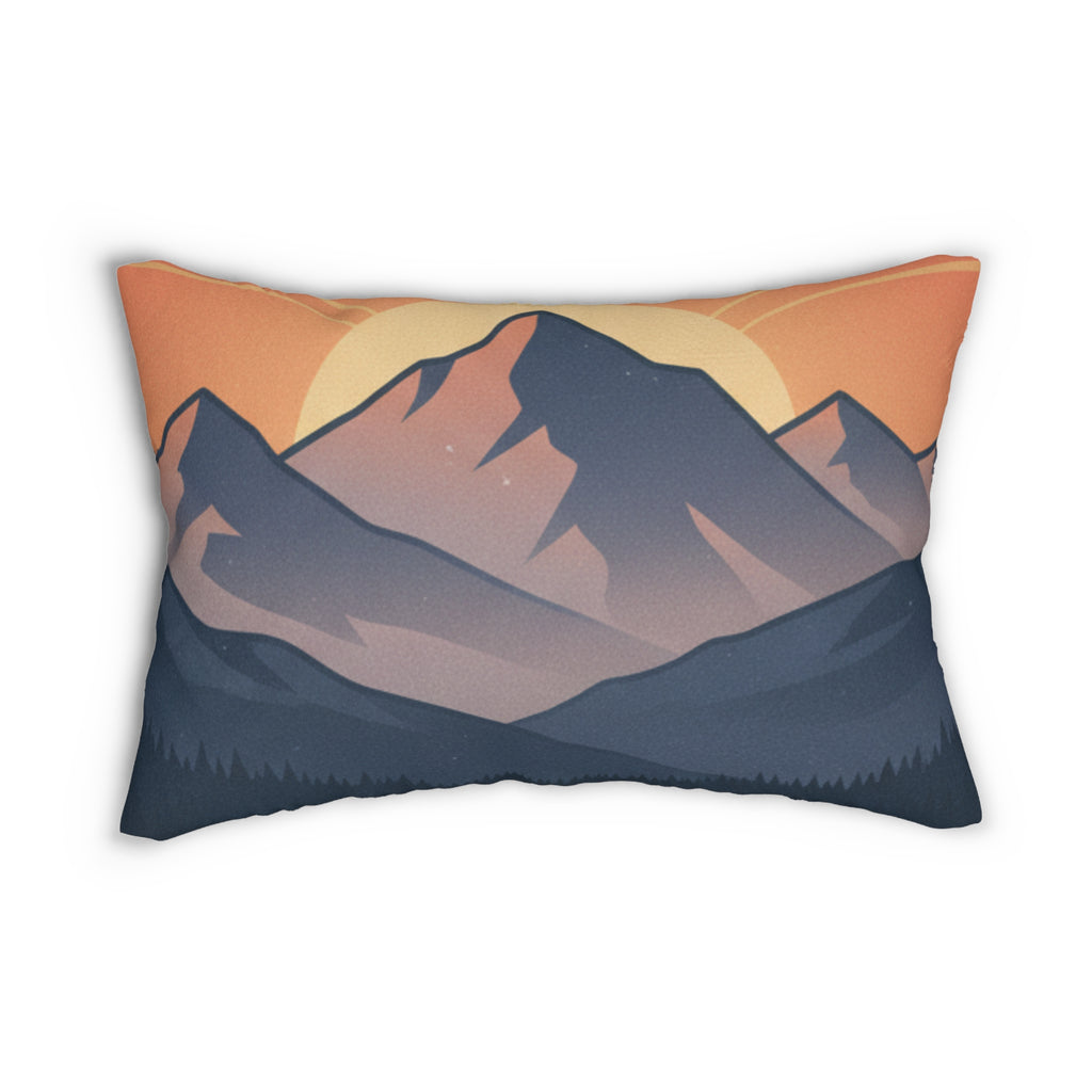 Mountain Sunrise Lumbar Pillow — Sunset Mountain Landscape Decorative Pillow