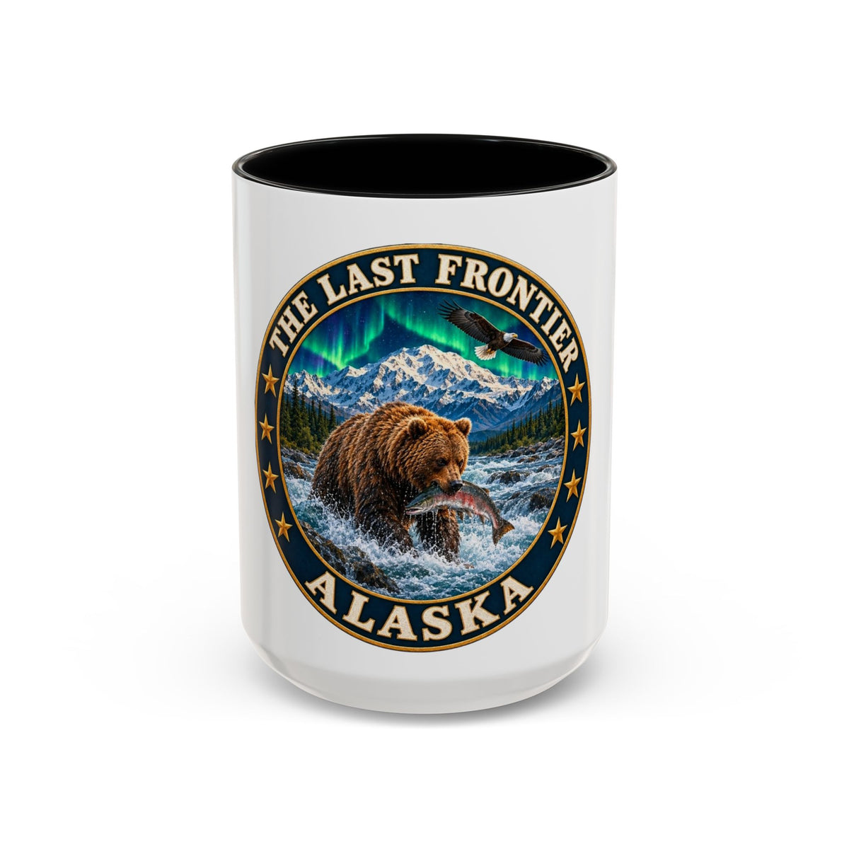 Alaska The Last Frontier Mug — Bear & Northern Lights Coffee Cup (11/15oz)