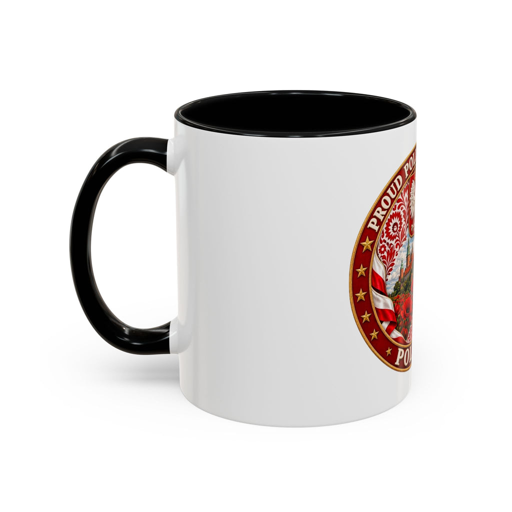 Poland Pride Accent Coffee Mug - "Proud Polish Heritage" Crest, Polish Souvenir Gift