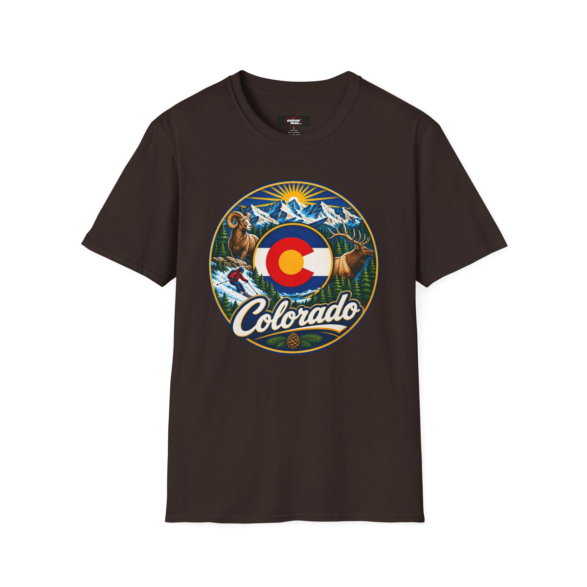 Colorado Retro Mountain Badge T-Shirt — Colorado State Circle Logo Tee
