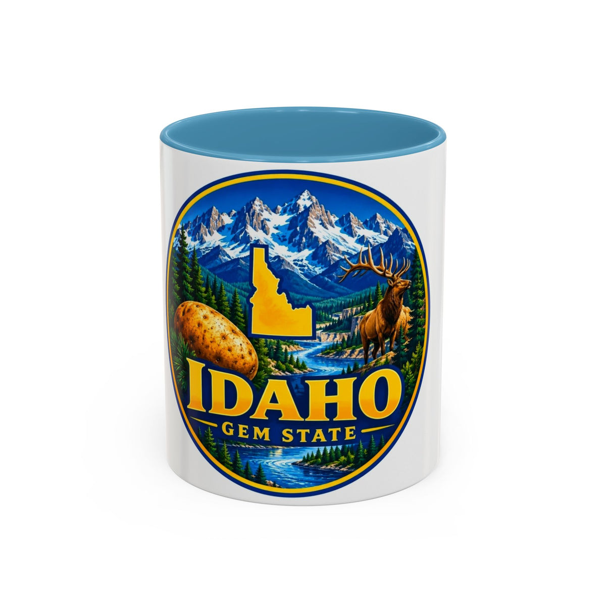 Idaho Gem State Coffee Mug — Mountain, Elk & Potato Travel Souvenir (11/15oz)