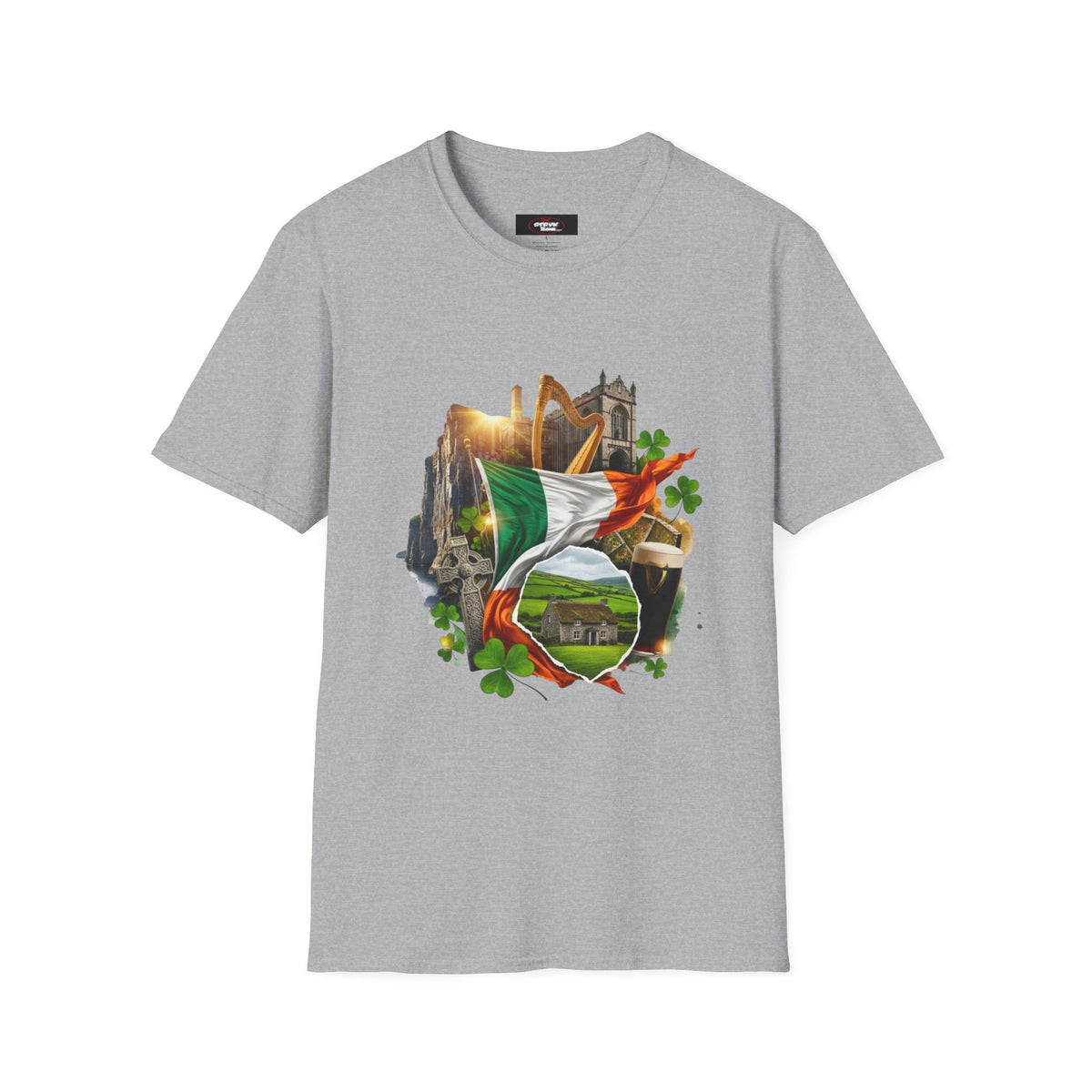 Irish Pride T-Shirt — Celtic Flag & Landmarks Design
