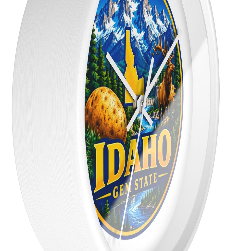 Idaho Gem State Wall Clock – Scenic Mountain & Elk Home Decor