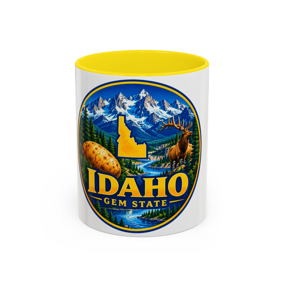 Idaho Gem State Coffee Mug — Mountain, Elk & Potato Travel Souvenir (11/15oz)