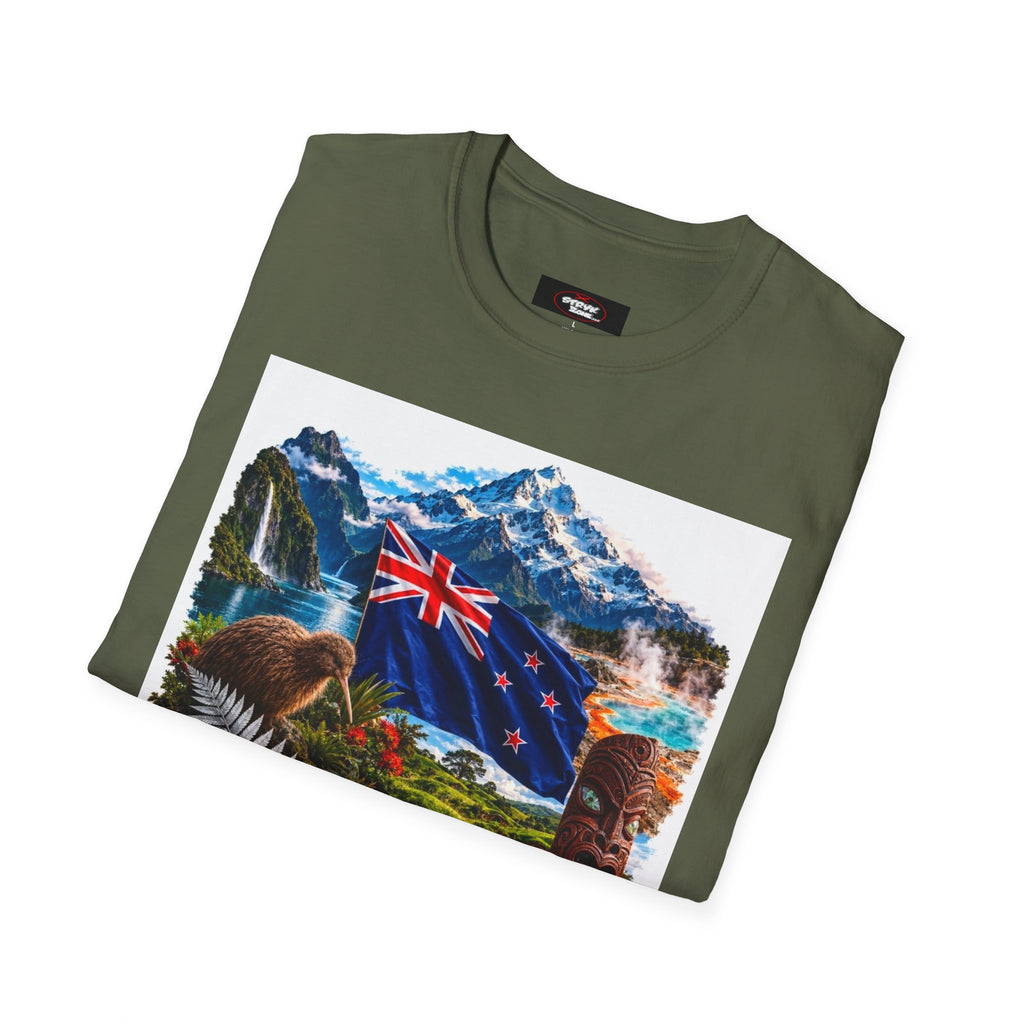 New Zealand Heritage T-Shirt – Kiwi, Fern & Mount Cook Scenic Tee