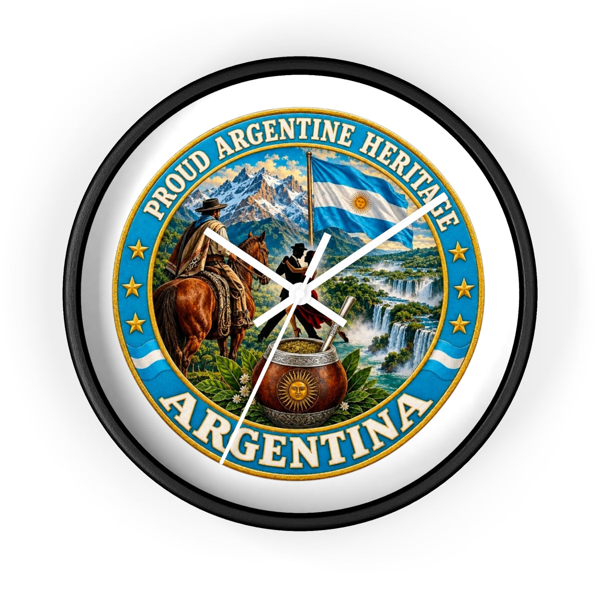 Argentina Heritage Wall Clock – "Proud Argentine Heritage" Patriotic Home Decor