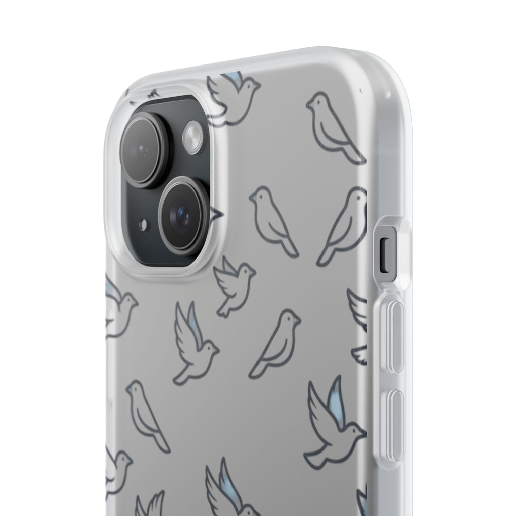 Dove Pattern Flexi Phone Case — Minimal White Bird Protective Case