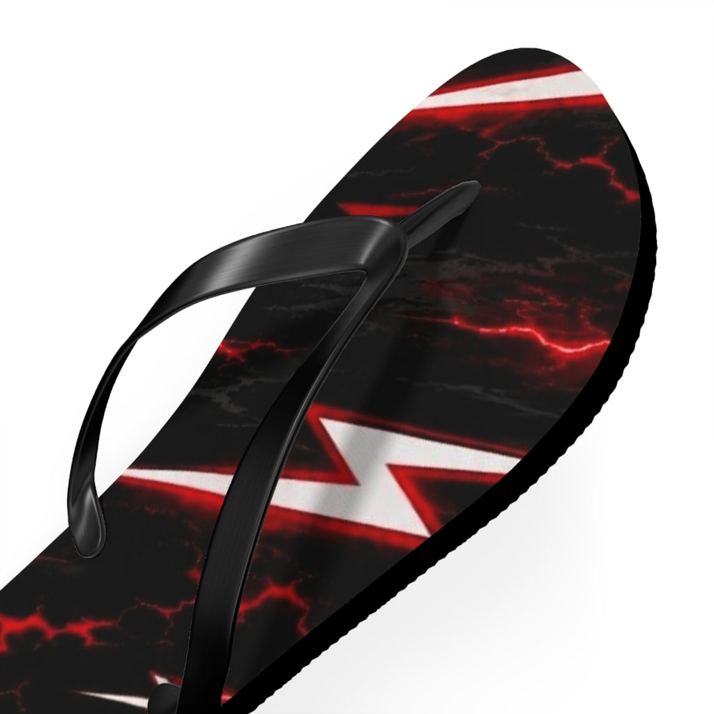 Red Lightning Flip Flops — Bold Storm-Pattern Beach Sandals