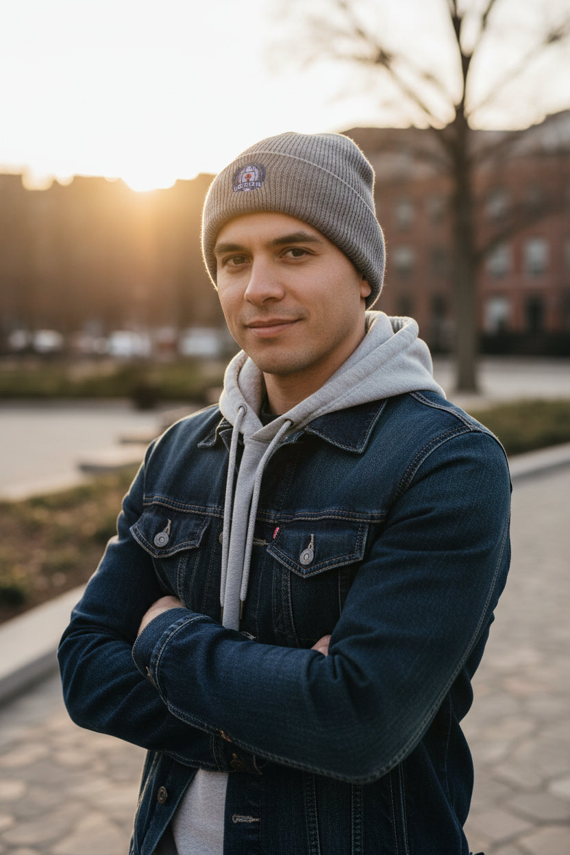 Embroidered Ribbed Beanie with 'Locked In' Logo – Warm Winter Knit Cap
