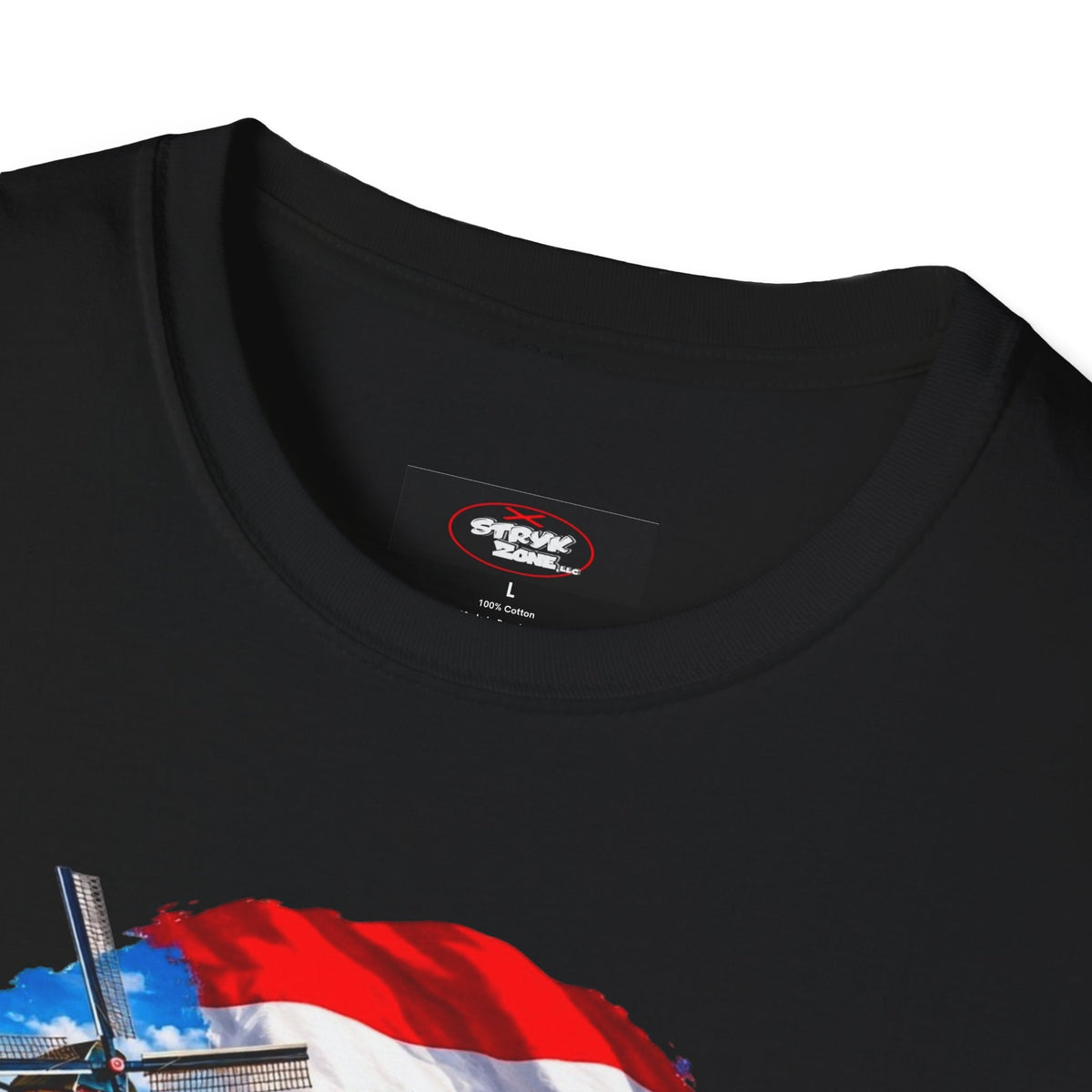 Netherlands Souvenir T-Shirt — Dutch Windmill, Tulips & Flag Design