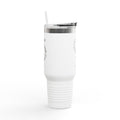 40oz Insulated Travel Mug — "Less Hustle, More Coffee" Stainless Tumbler with Straw