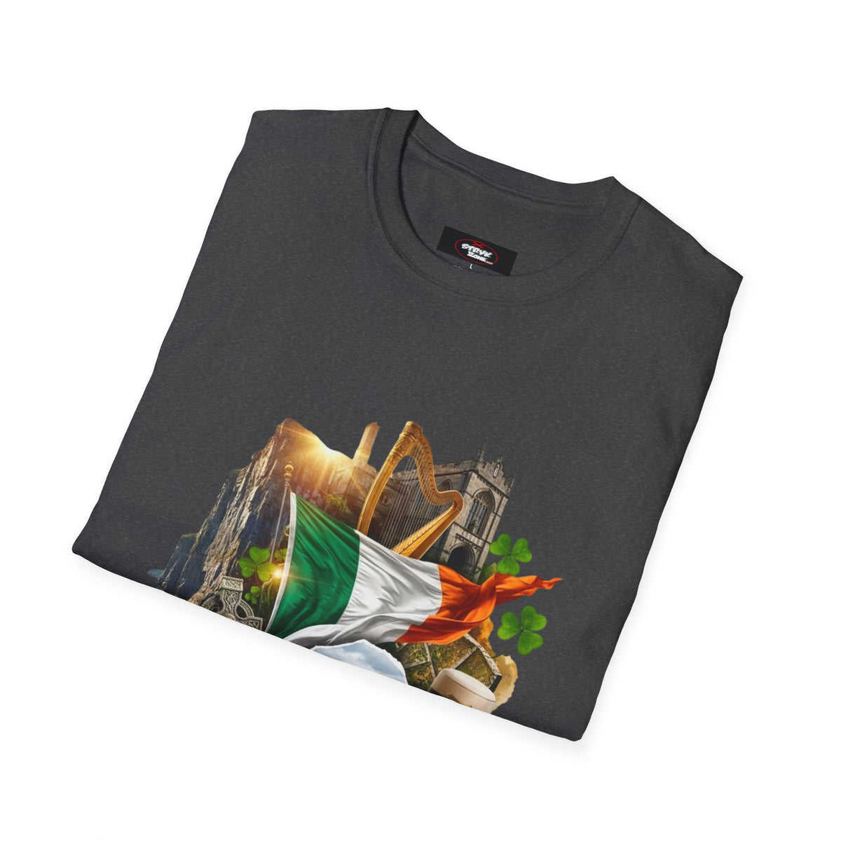 Irish Pride T-Shirt — Celtic Flag & Landmarks Design