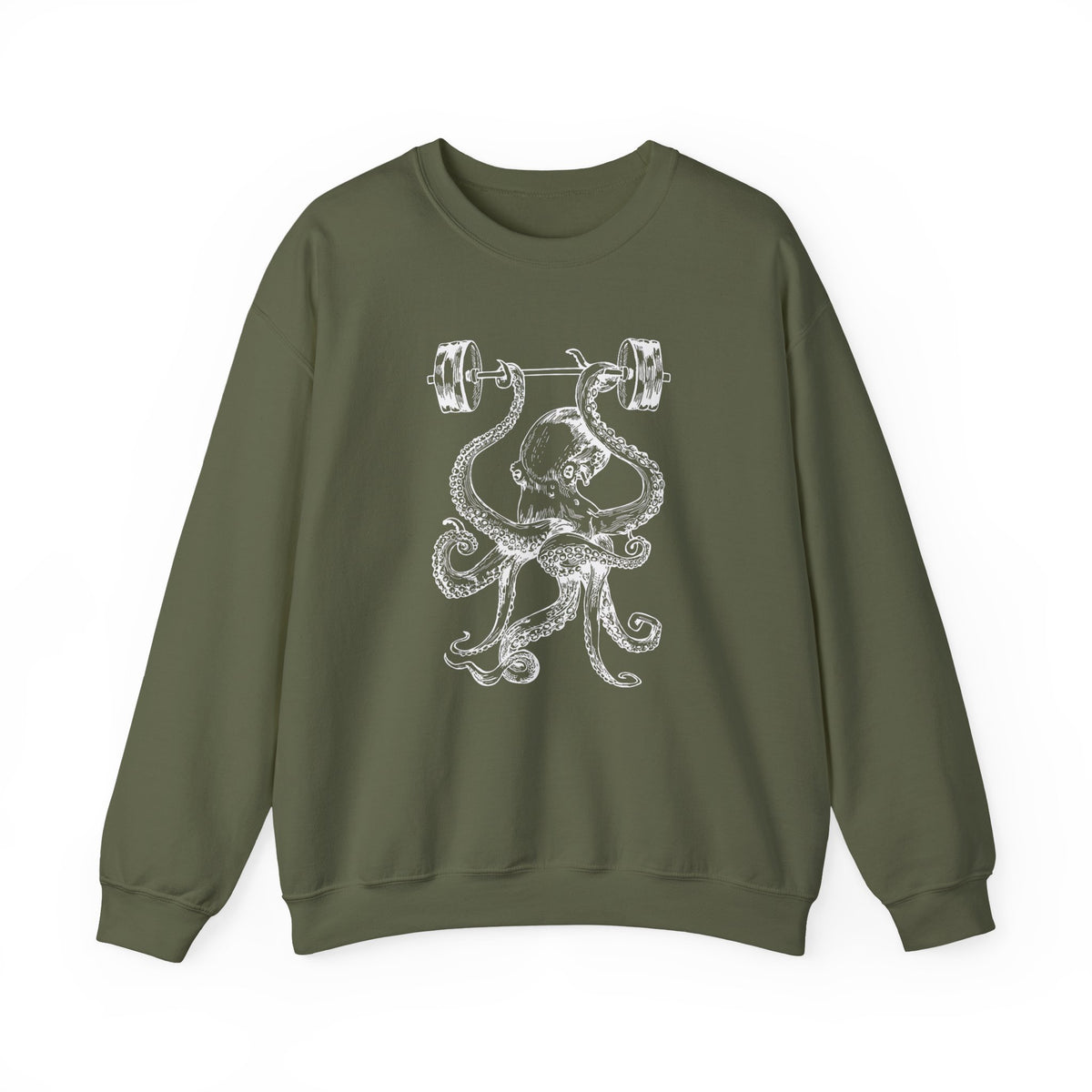 Vintage ink octopus graphic on a crewneck sweatshirt