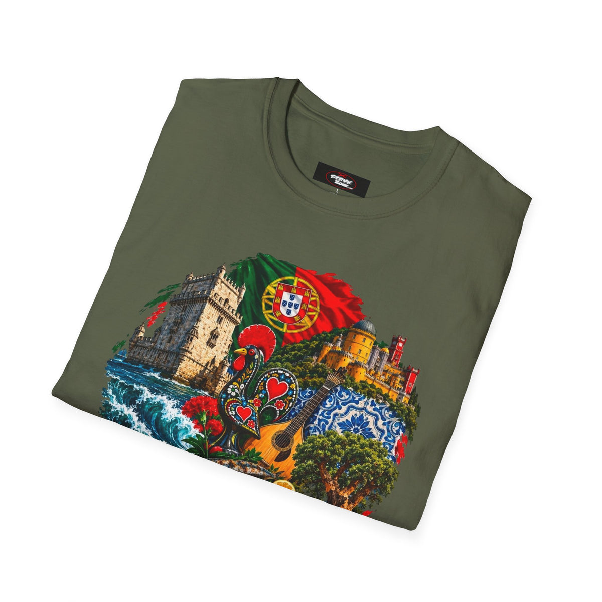 Portugal Travel T-Shirt — Vintage Lisbon Landmarks & Azulejo Heart Design