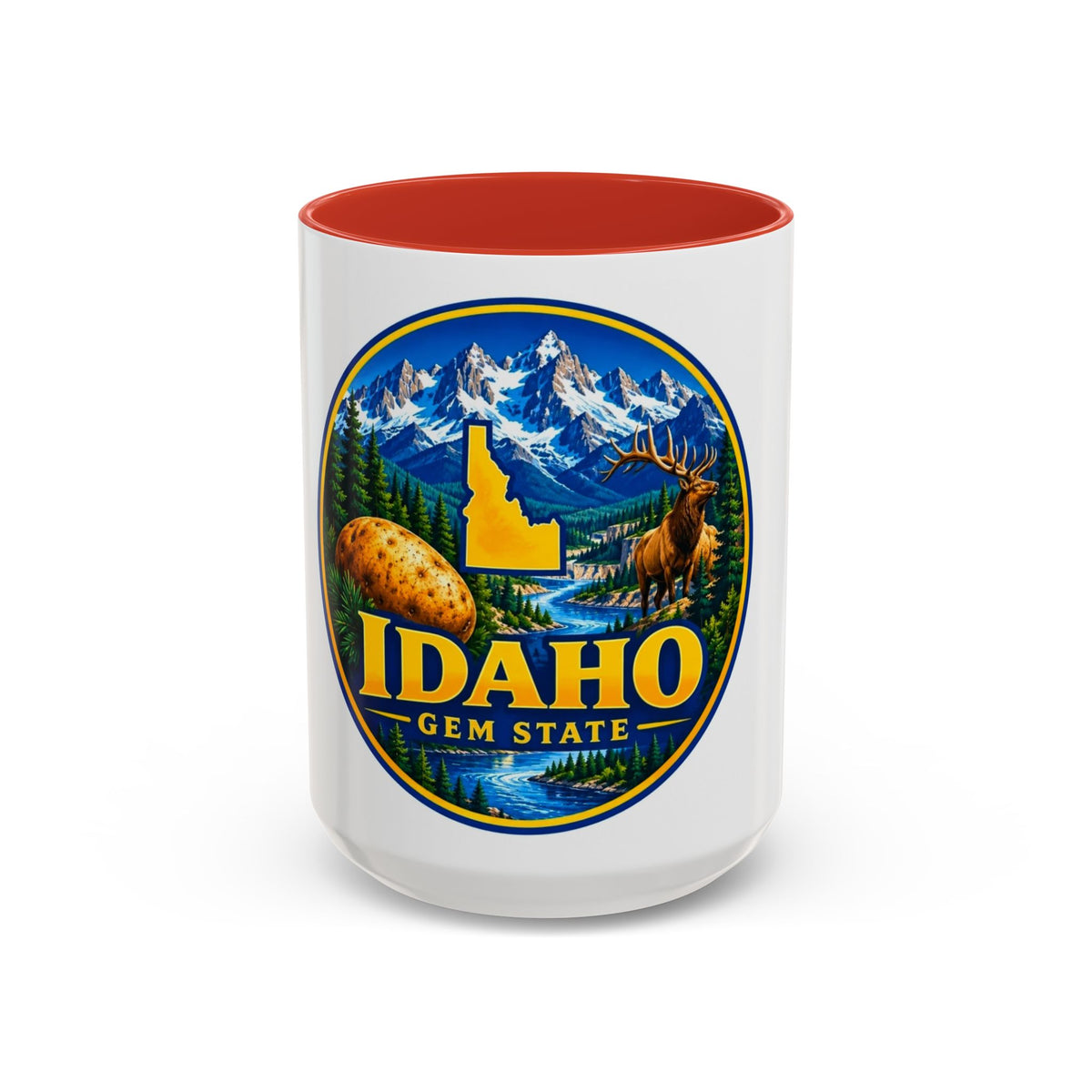 Idaho Gem State Coffee Mug — Mountain, Elk & Potato Travel Souvenir (11/15oz)