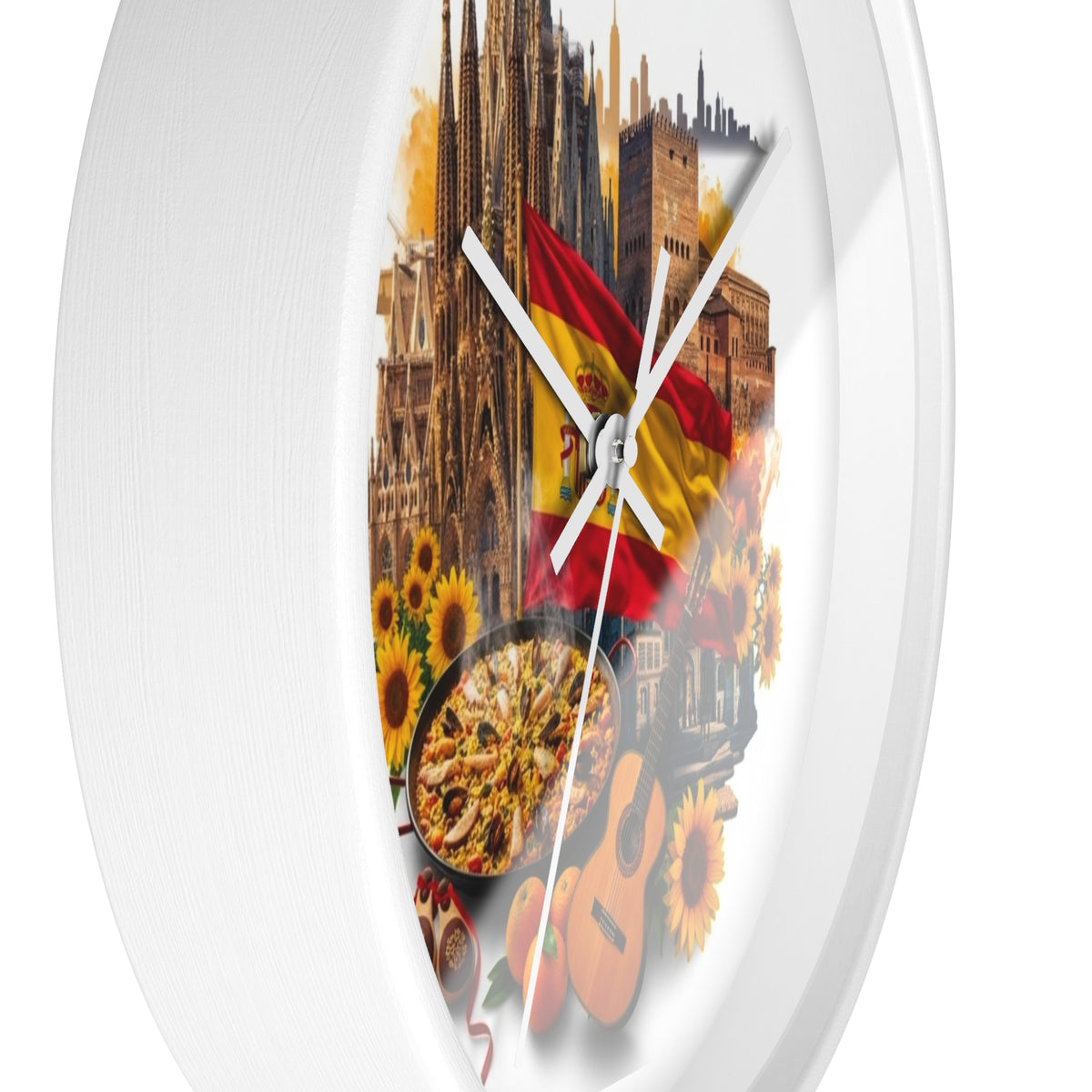 Spanish Culture Wall Clock — Paella, Guitar & Flag Home Décor
