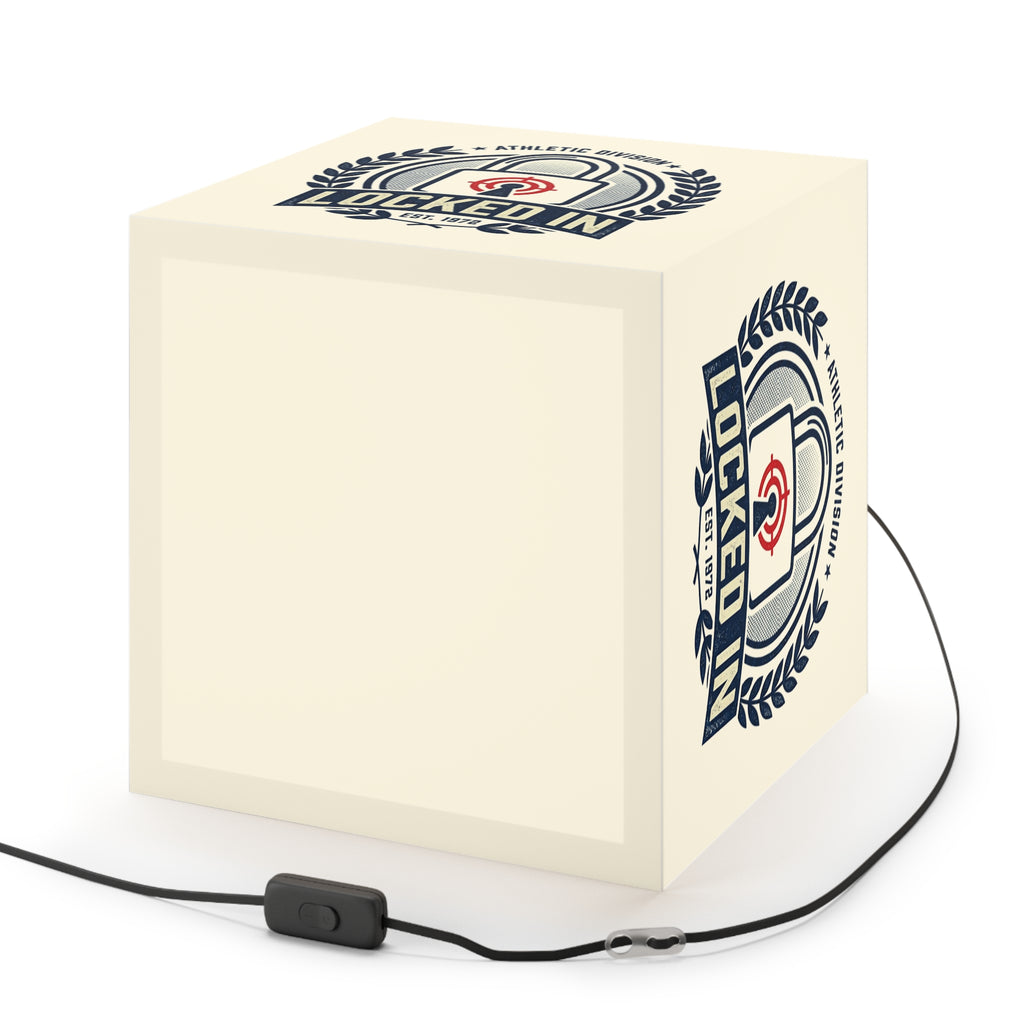 Light Cube Lamp — "Locked In" Athletic Badge Ambient Night Light