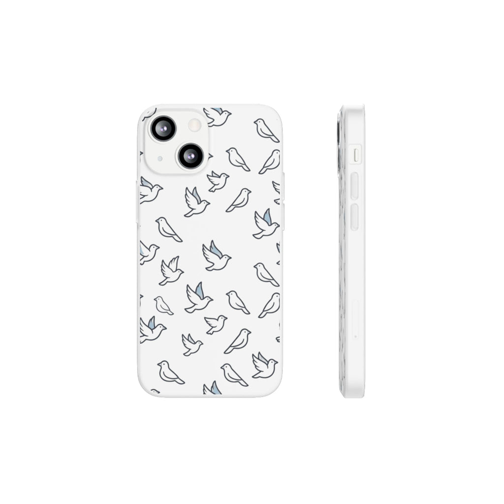 Dove Pattern Flexi Phone Case — Minimal White Bird Protective Case