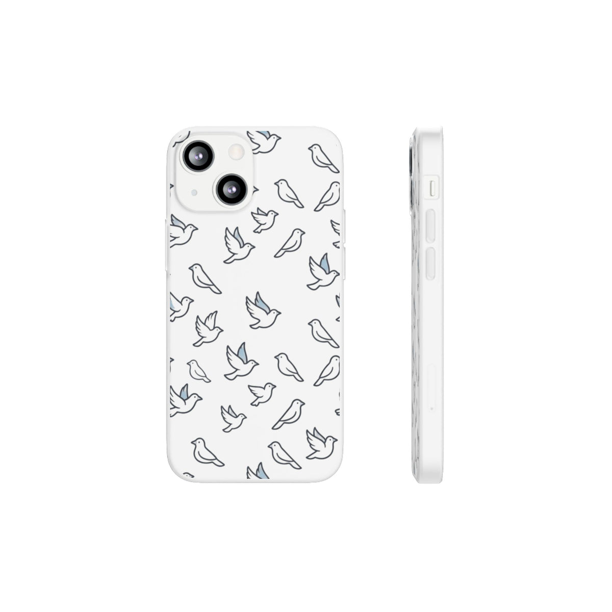 Dove Pattern Flexi Phone Case — Minimal White Bird Protective Case