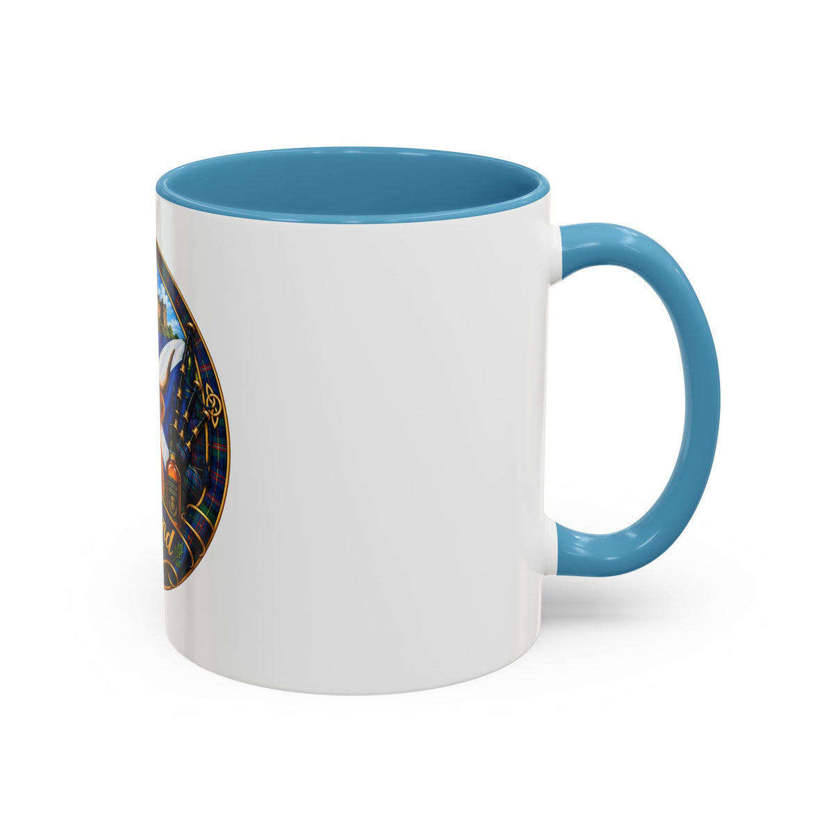 Scotland Highland Cow Accent Coffee Mug — Scottish Castle & Thistle Design
