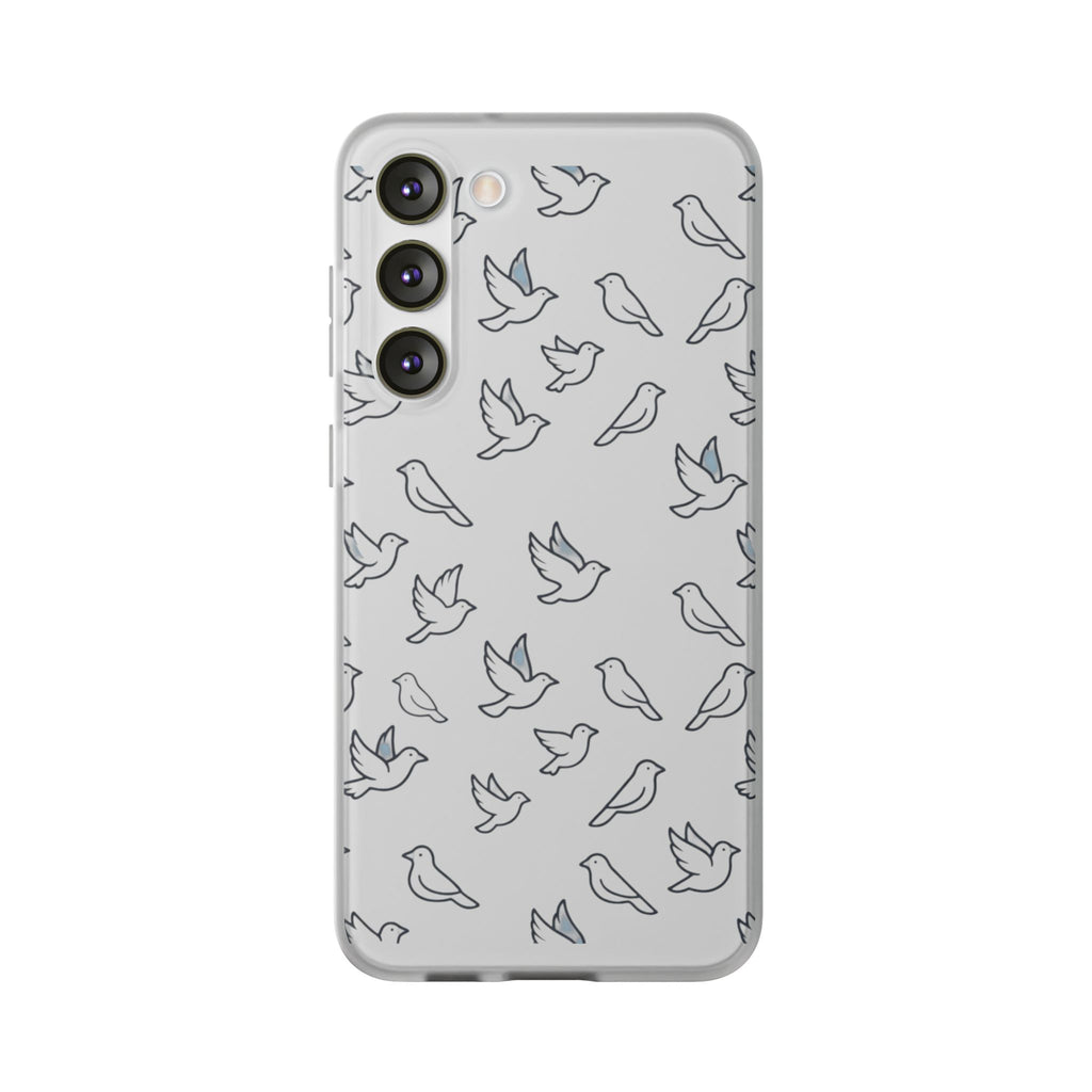 Dove Pattern Flexi Phone Case — Minimal White Bird Protective Case