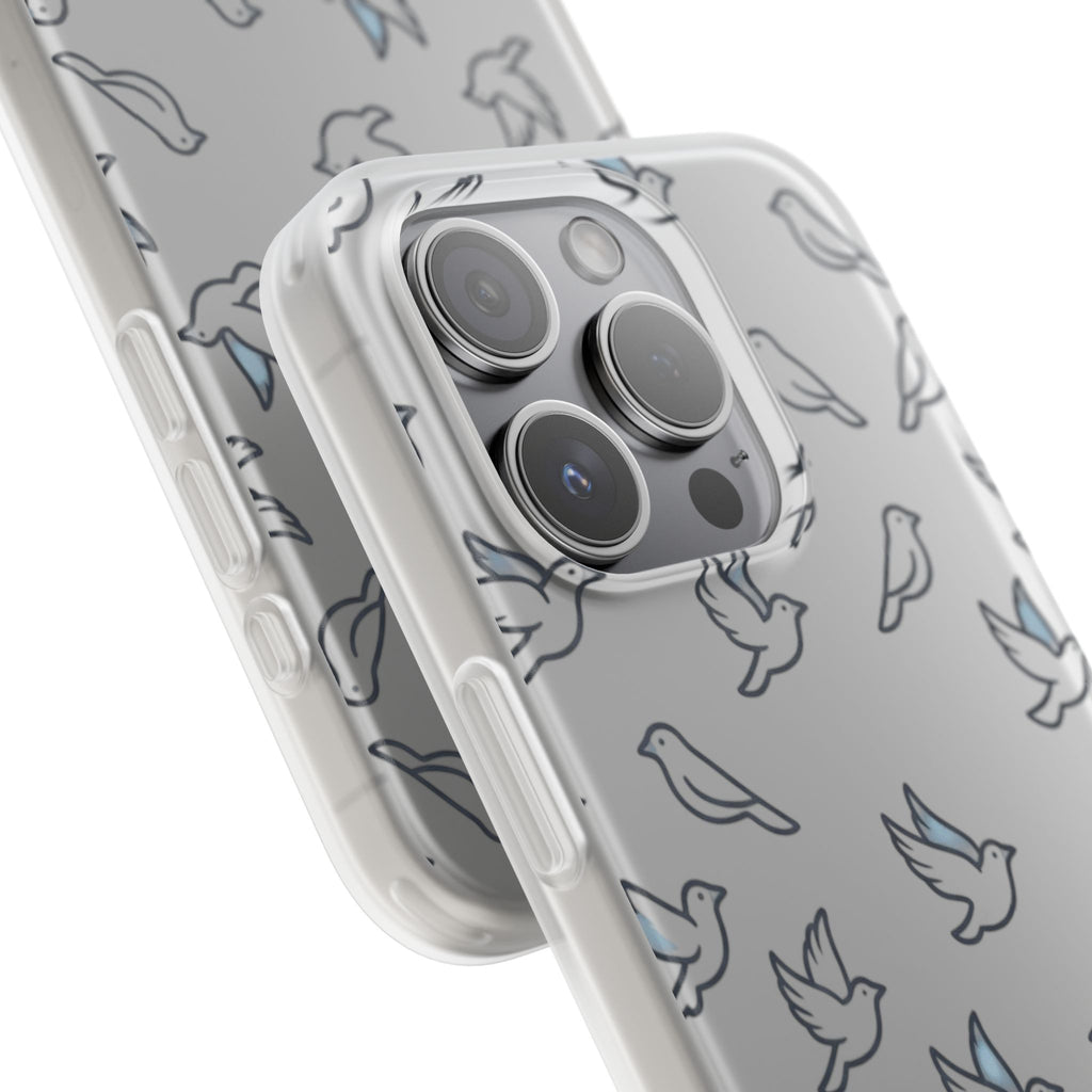 Dove Pattern Flexi Phone Case — Minimal White Bird Protective Case
