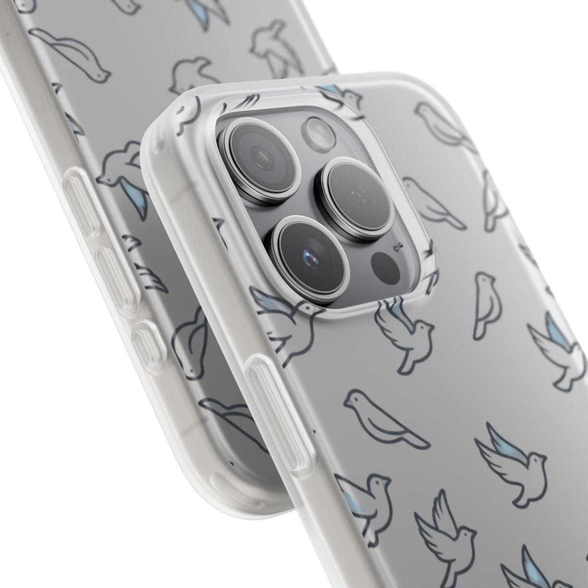 Dove Pattern Flexi Phone Case — Minimal White Bird Protective Case