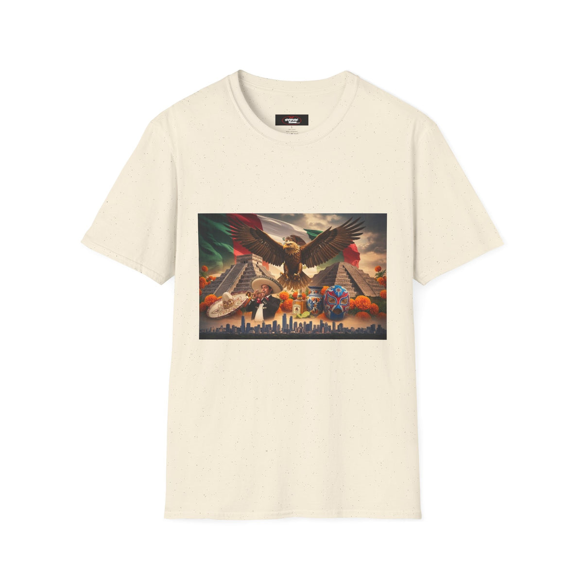 Eagle & Cityscape Graphic T-Shirt — Patriotic Eagle Sunset Design