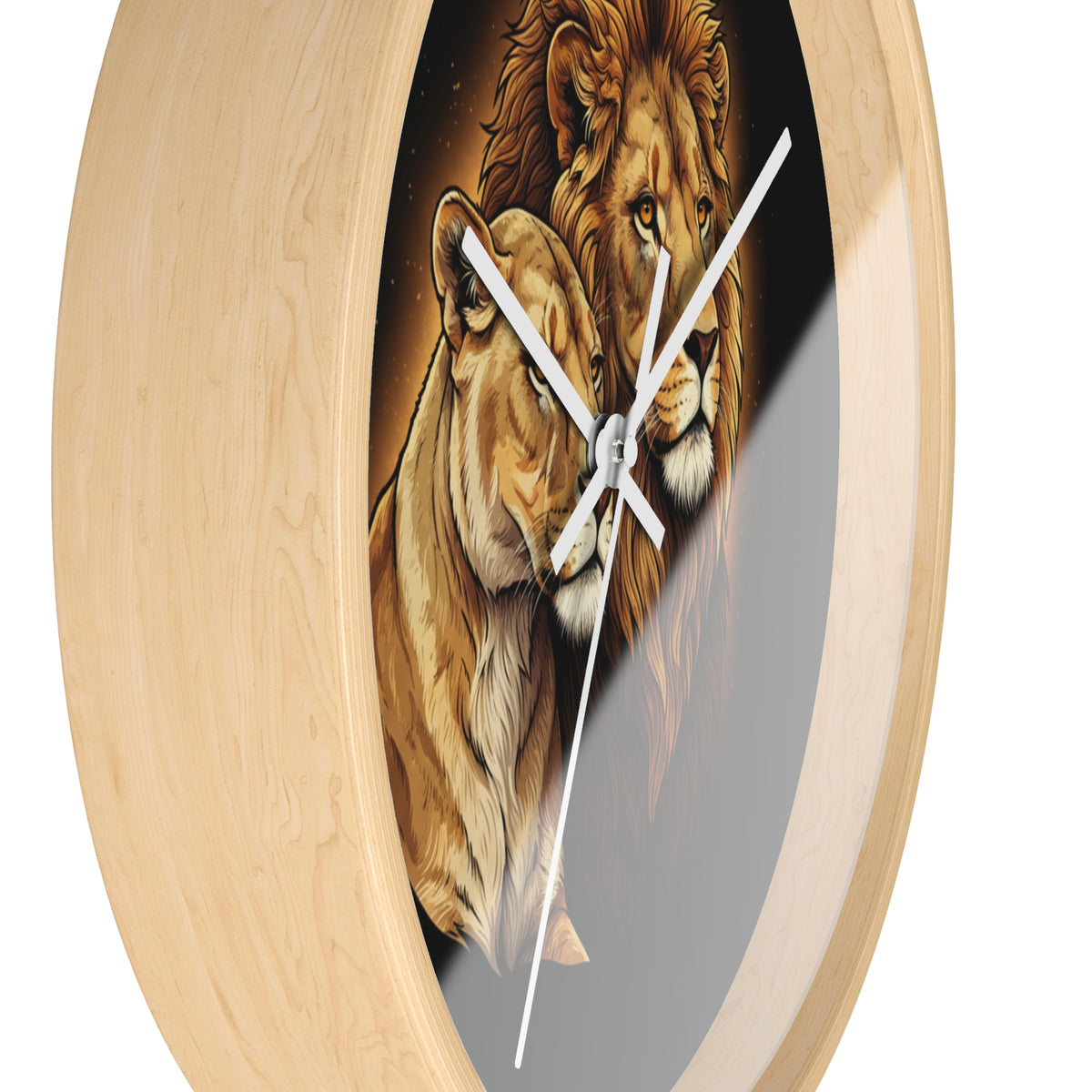 Lion Couple Wall Clock — Majestic Lion & Lioness Decorative Clock