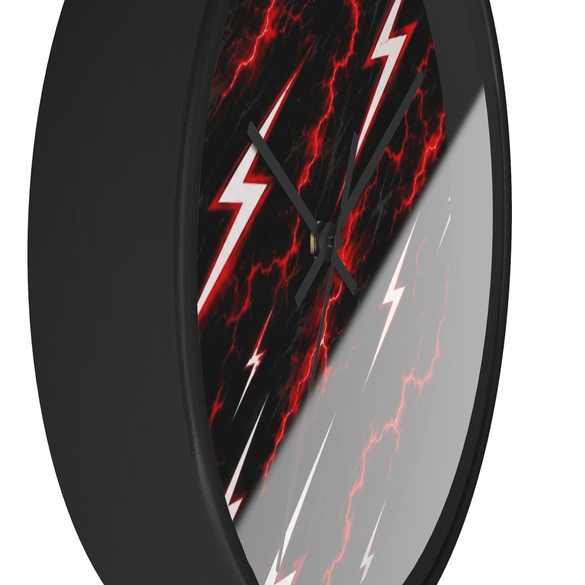 Red Lightning Bolt Wall Clock — Electric Storm Decor for Bedroom & Game Room