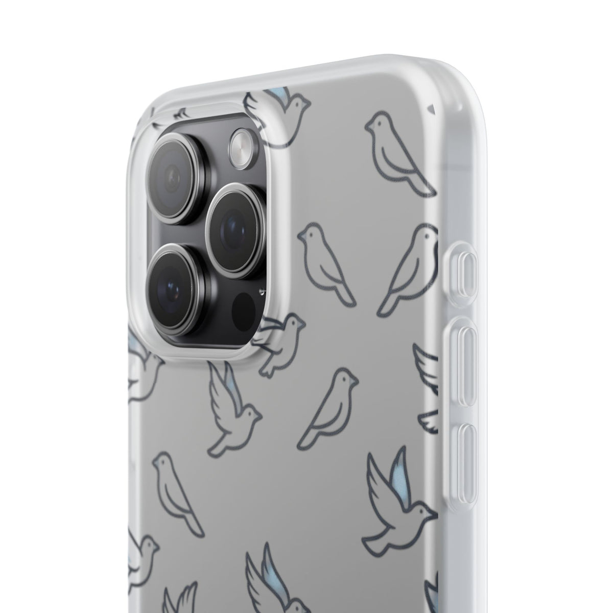 Dove Pattern Flexi Phone Case — Minimal White Bird Protective Case