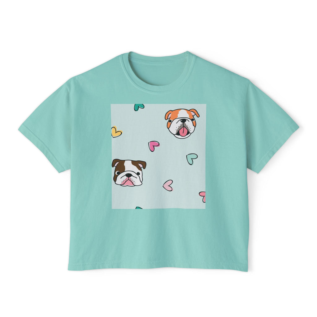 Cute Bulldog Hearts Boxy Tee