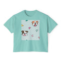 Cute Bulldog Hearts Boxy Tee