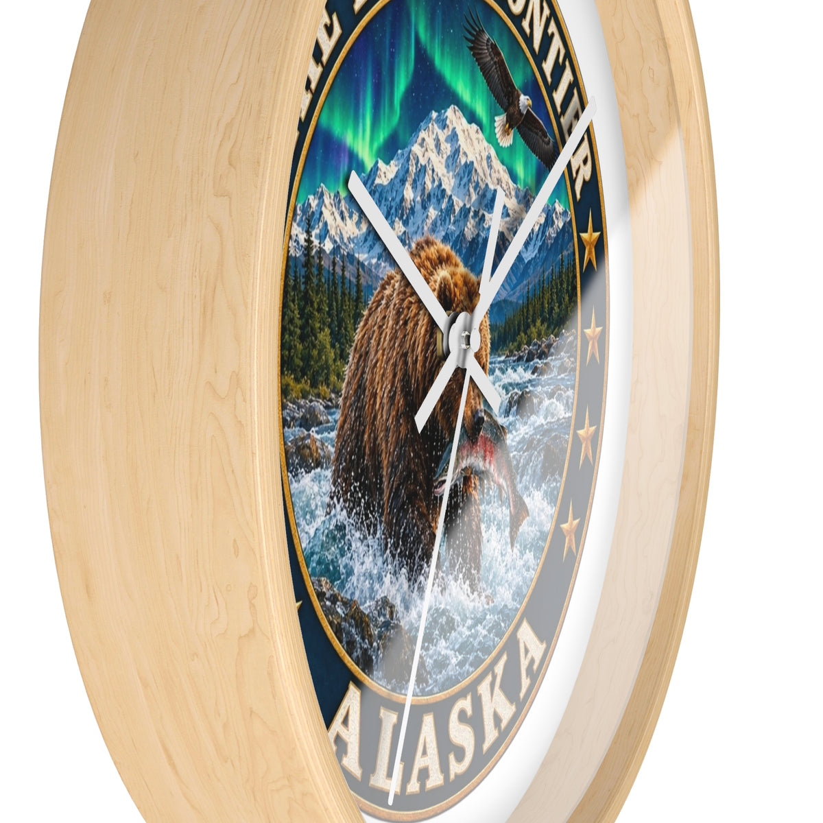 Alaska 'The Last Frontier' Bear Salmon Wall Clock