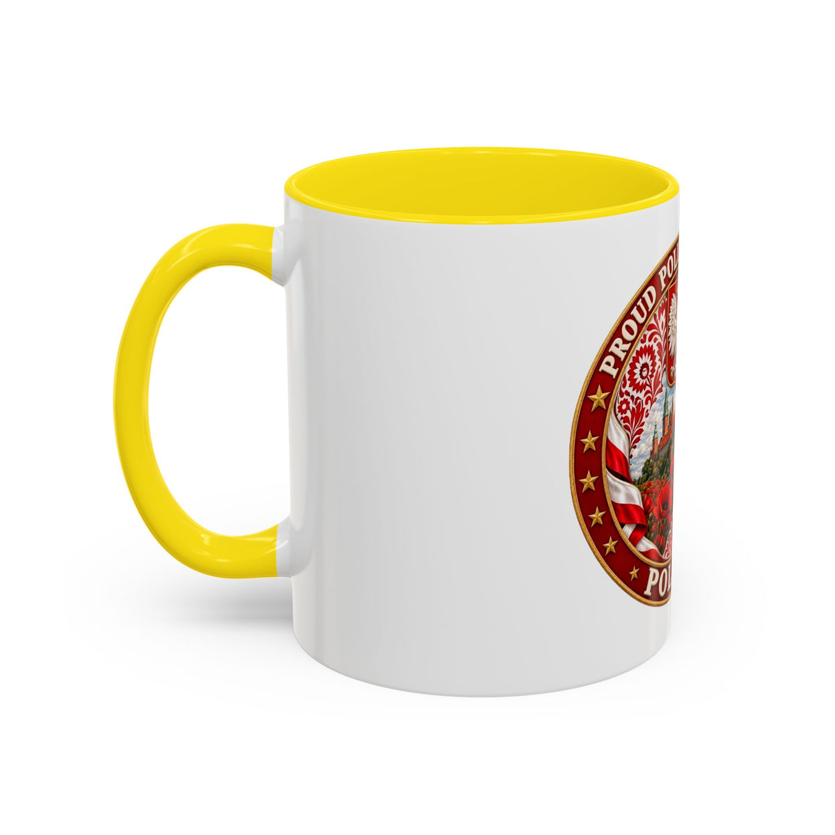 Poland Pride Accent Coffee Mug - "Proud Polish Heritage" Crest, Polish Souvenir Gift