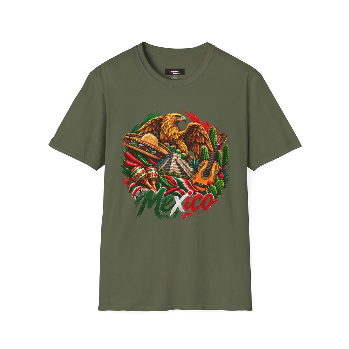 Mexico Heritage T-Shirt — Mexican Eagle, Guitar & Cactus Graphic
