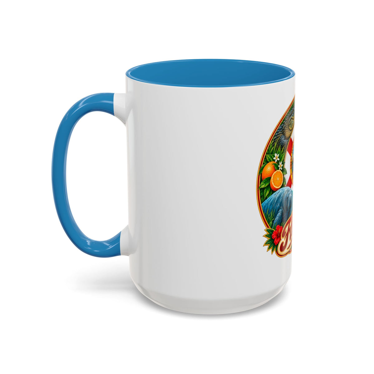 Florida Vintage Travel Coffee Mug — Flamingo, Alligator & State Seal Accent Mug