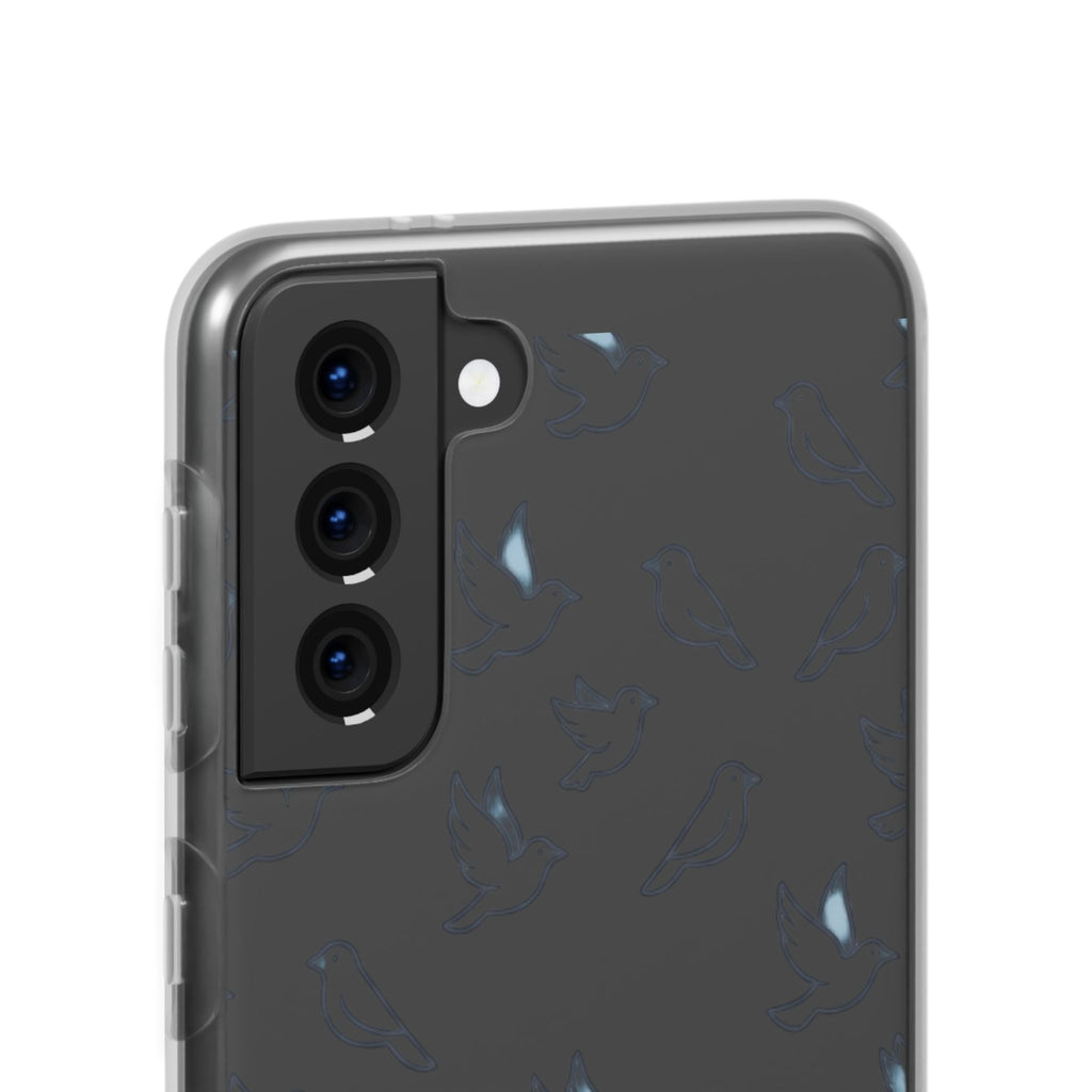 Dove Pattern Flexi Phone Case — Minimal White Bird Protective Case