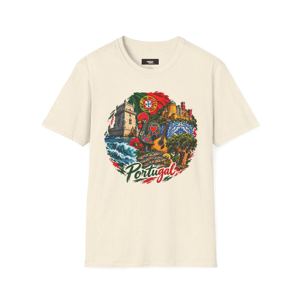Portugal Travel T-Shirt — Vintage Lisbon Landmarks & Azulejo Heart Design