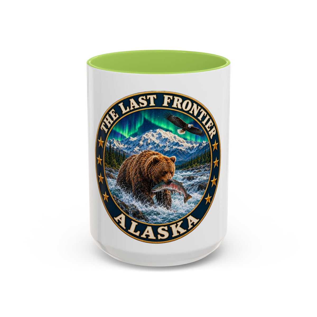 Alaska The Last Frontier Mug — Bear & Northern Lights Coffee Cup (11/15oz)
