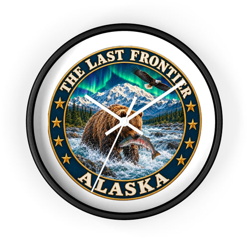 Alaska 'The Last Frontier' Bear Salmon Wall Clock