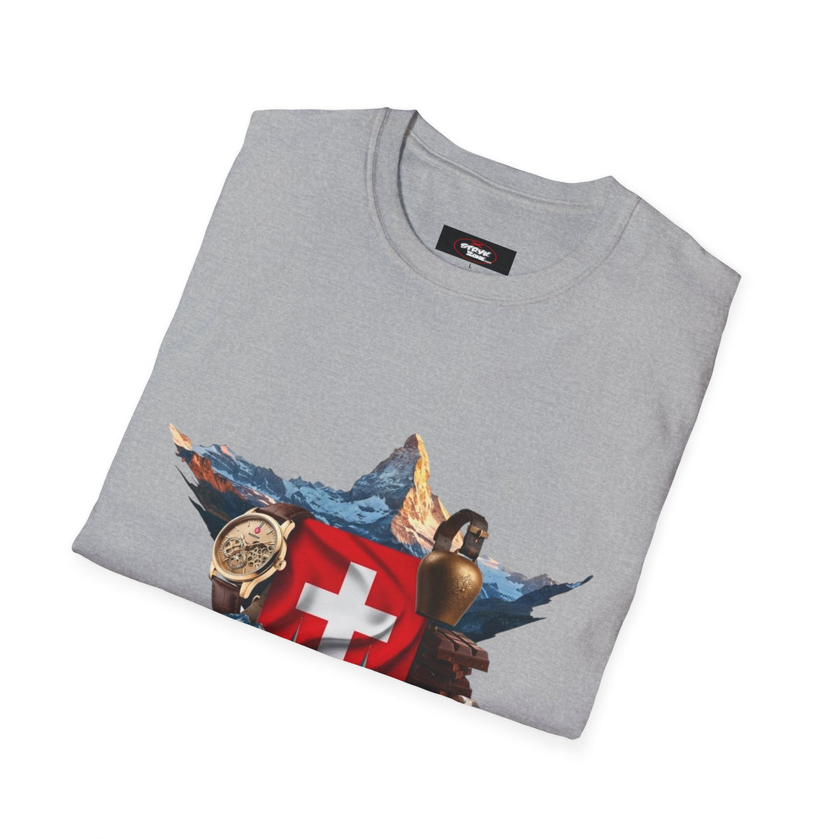Swiss Crest Graphic T-Shirt — Alpine Flag & Icon Travel Tee