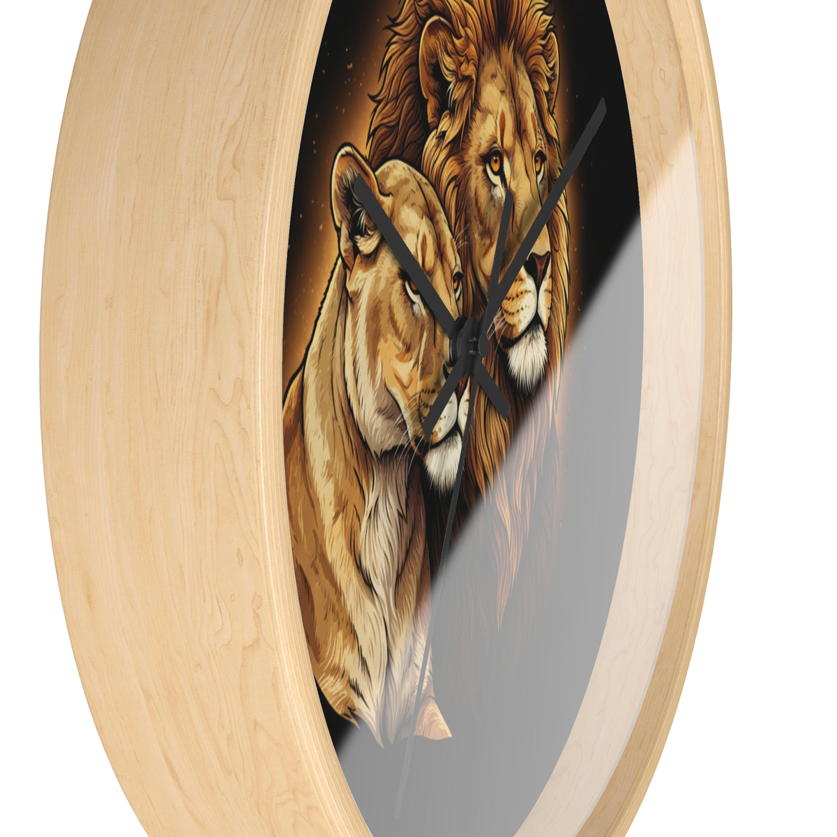 Lion Couple Wall Clock — Majestic Lion & Lioness Decorative Clock