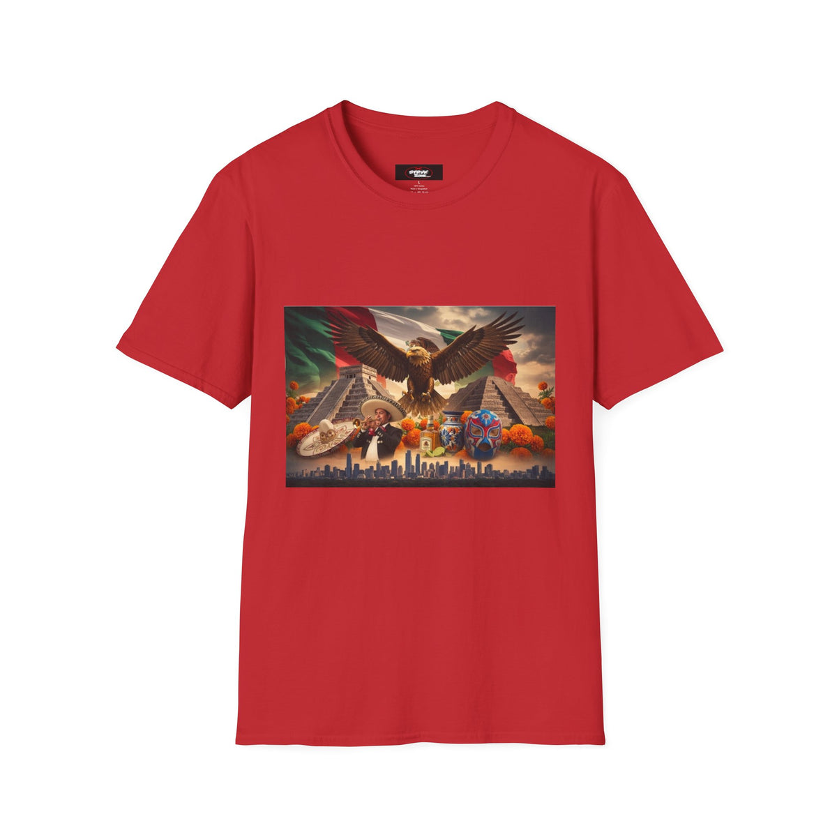 Eagle & Cityscape Graphic T-Shirt — Patriotic Eagle Sunset Design