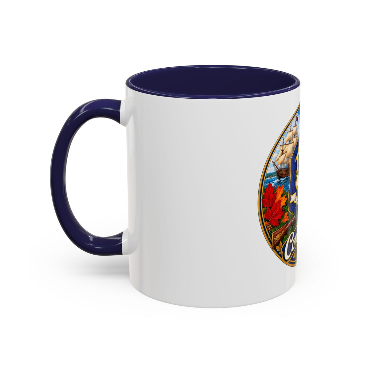 Connecticut State Crest Accent Coffee Mug — Scenic State Seal Design (11/15 oz)