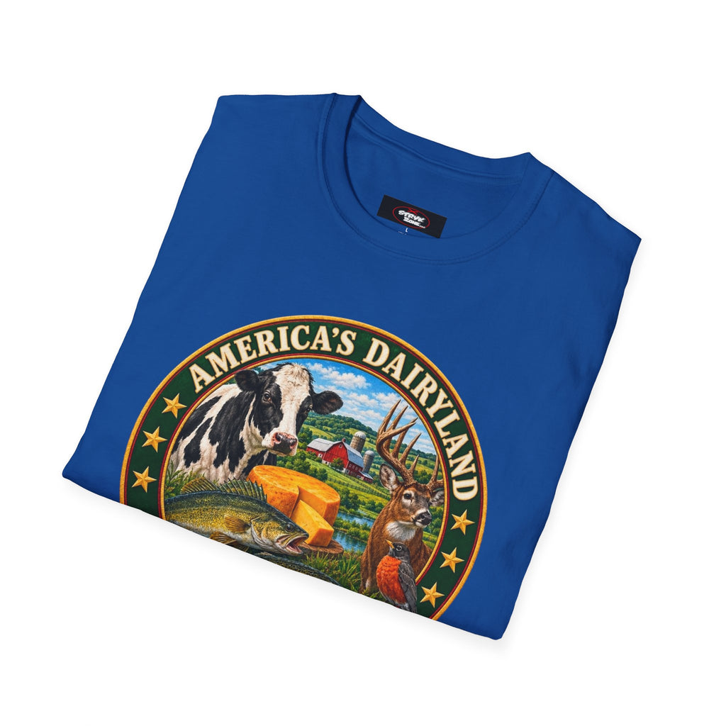 Wisconsin America’s Dairyland T-Shirt — Vintage State Badge Tee