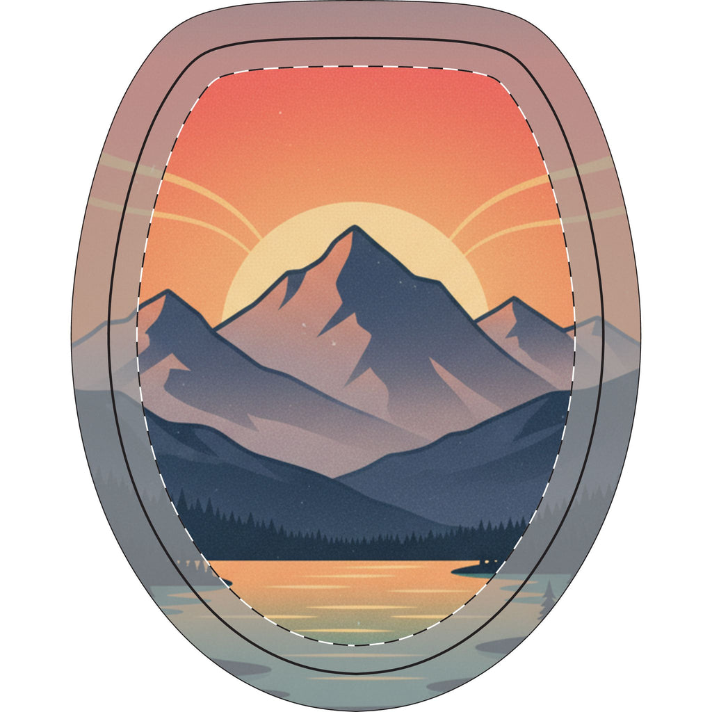 Mountain Sunset Toilet Three-Piece Set — Scenic Bathroom Decor